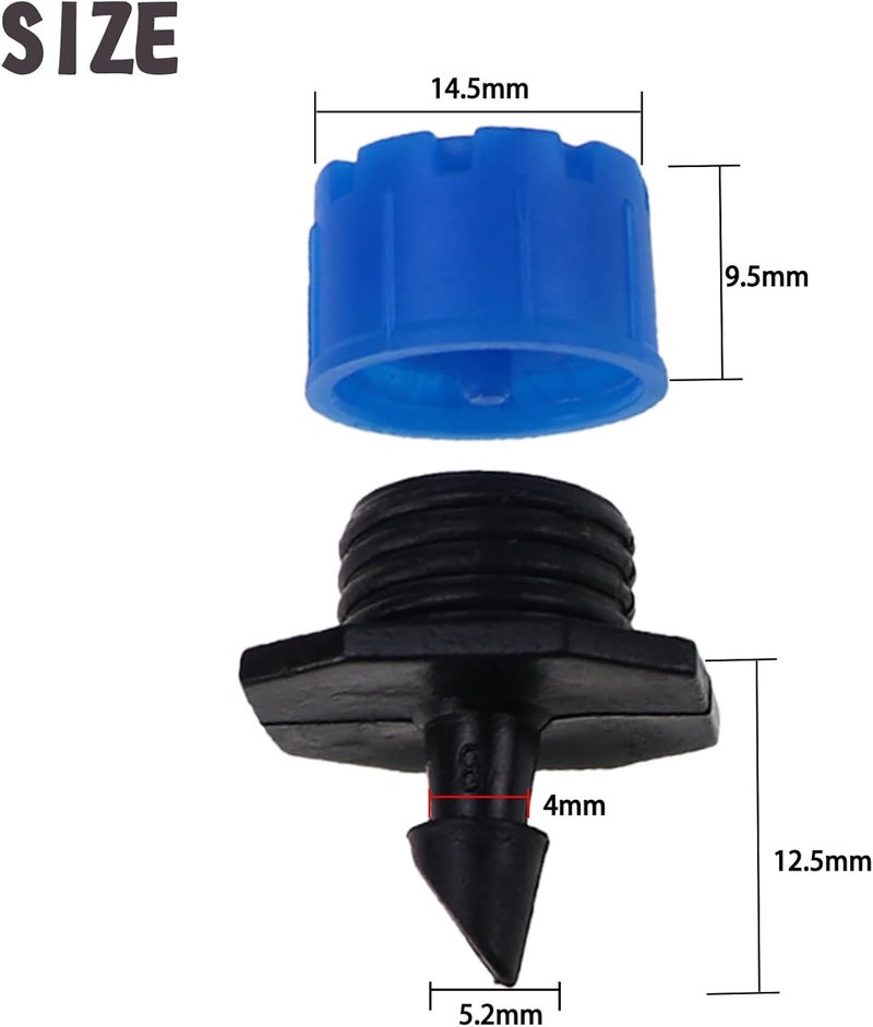 Nihfien 200 Pcs Adjustable Irrigation Drippers Sprinklers, Universal 1/4" Irrigation Micro Drip Emitters 8-Hole 360 Degree Watering Sprinkler for 4mm/7mm Garden Tube Watering System(Blue) - Image 2